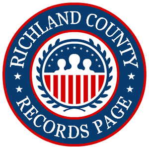 A round, red, white, and blue logo with the words 'Richland County Records Page' in relation to the state of Ohio.